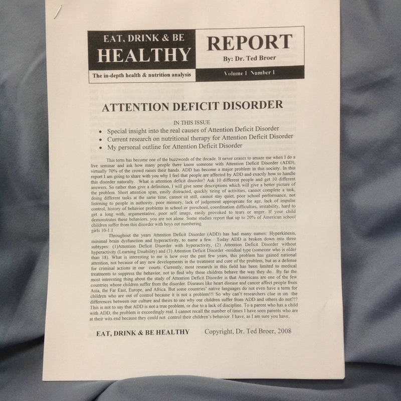 Attention Deficit Disorder (ADD) Article