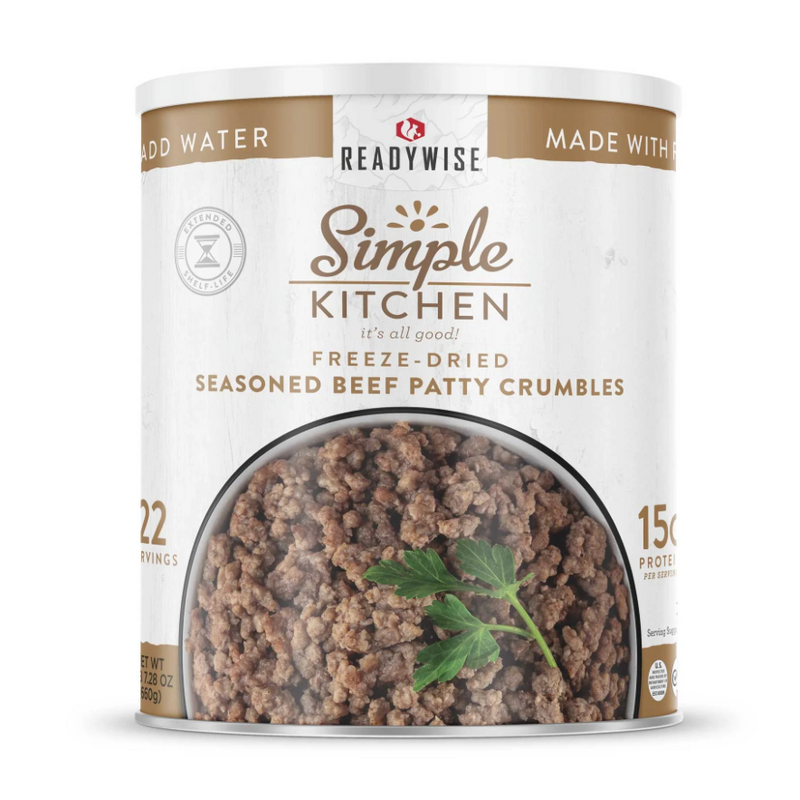 Freeze-Dried Seasoned Beef Patty Crumbles - #10 Can – 22 Servings