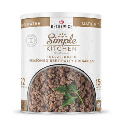 Freeze-Dried Seasoned Beef Patty Crumbles - #10 Can – 22 Servings