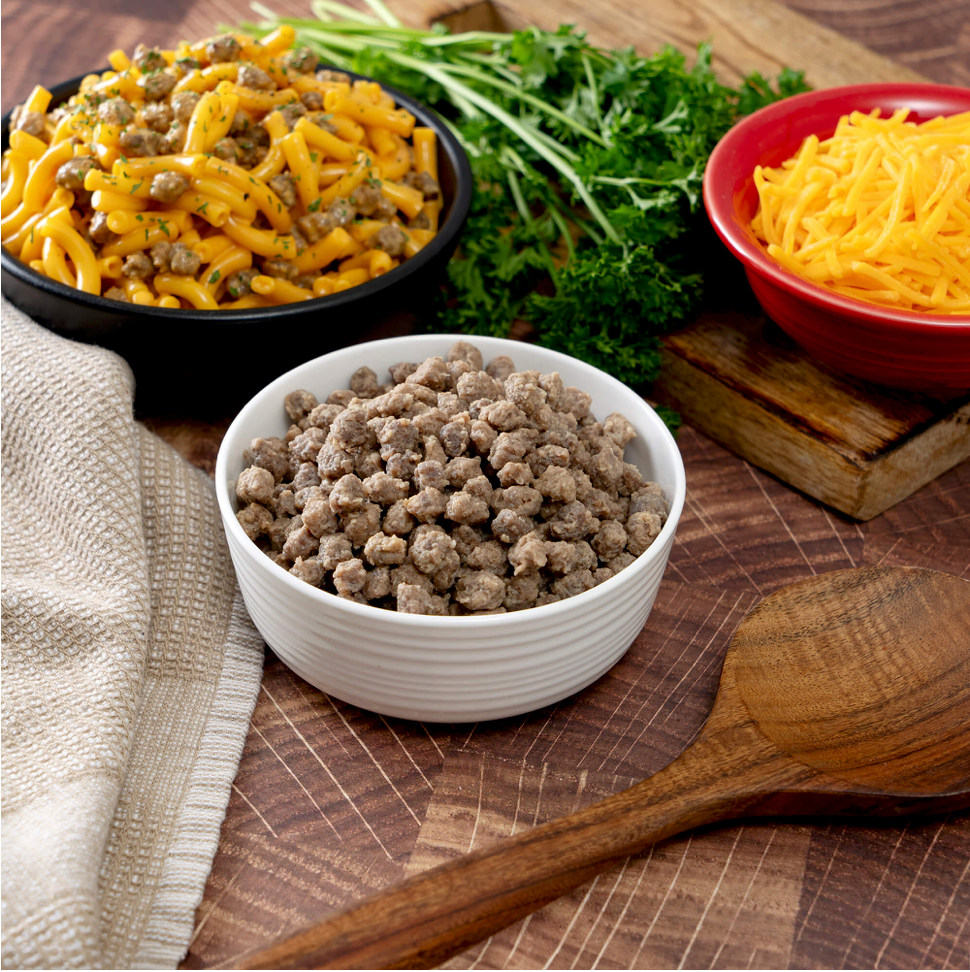 Freeze-Dried Seasoned Beef Patty Crumbles - #10 Can – 22 Servings