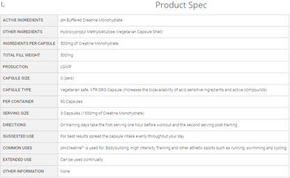 Creatine (Pure Ph-Buffered Creatine Capsules)